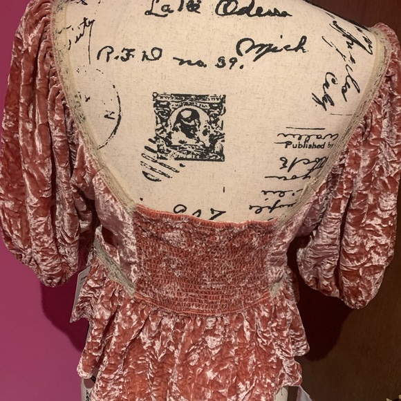 Free People Yours Truly Velvet Peplum boho blouse mauve NWT - Picture 9 of 11